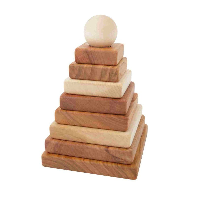 Houten stapeltoren naturel – vierkante piramide