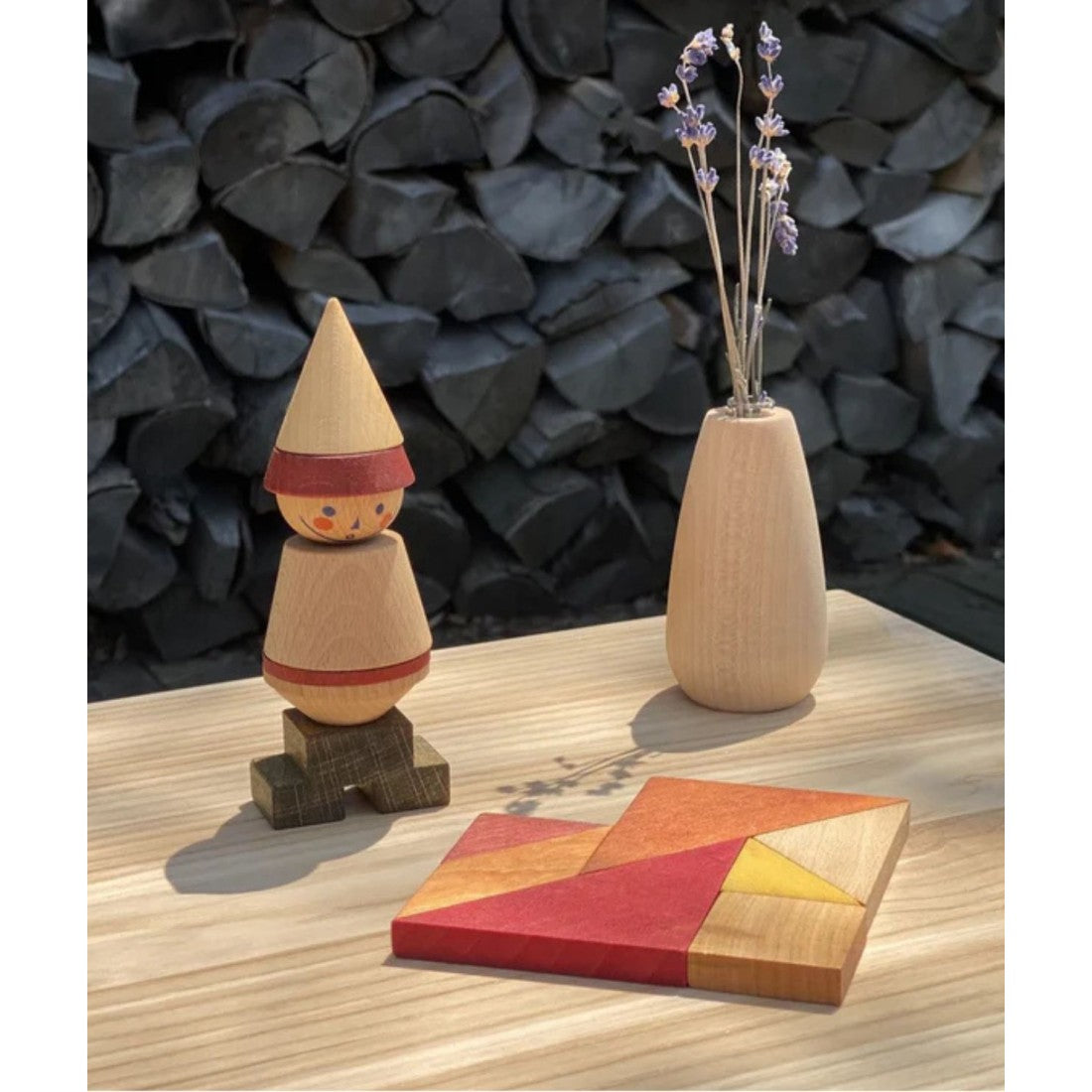 Houten tangram warme kleuren – afbeelding 2