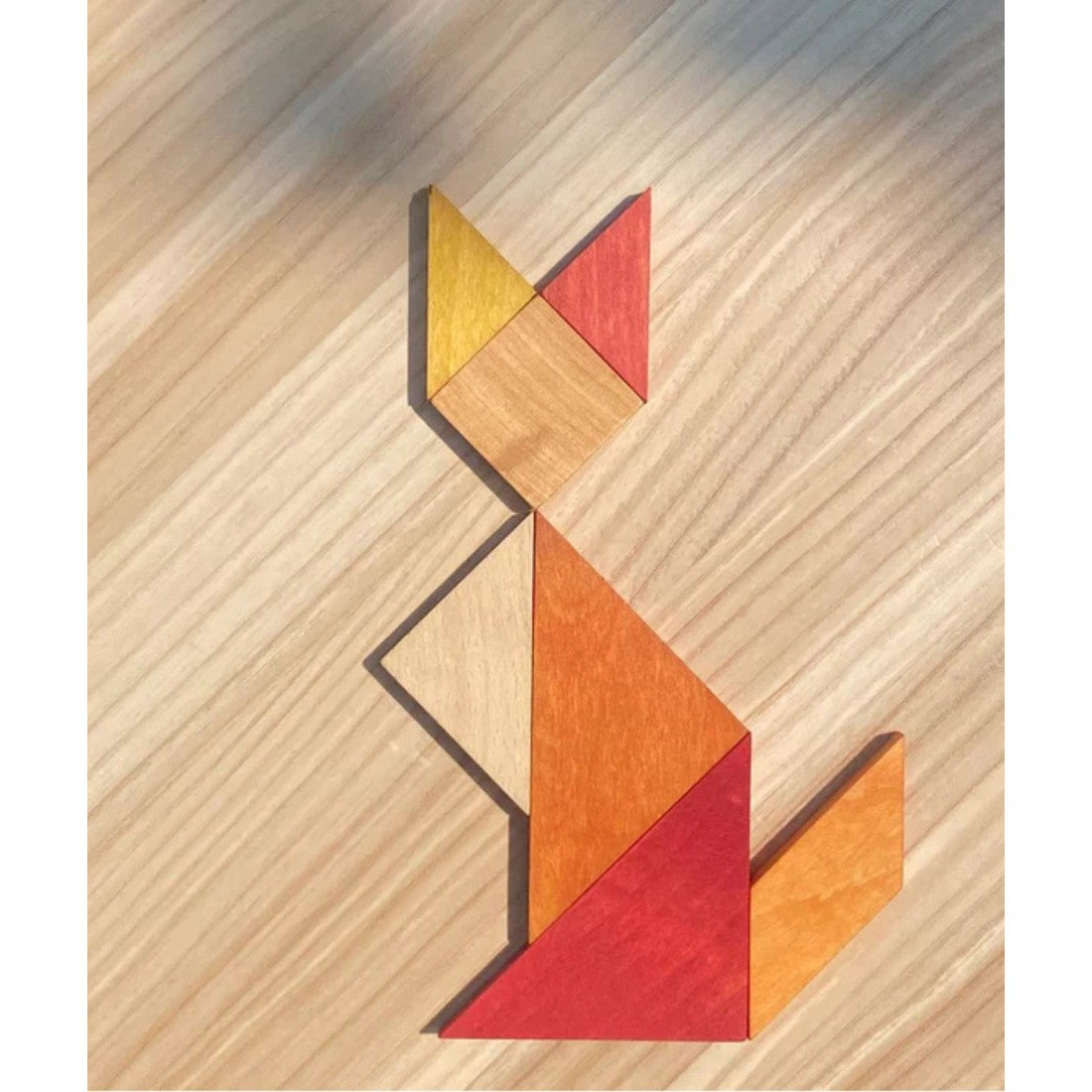 Houten tangram warme kleuren – afbeelding 3