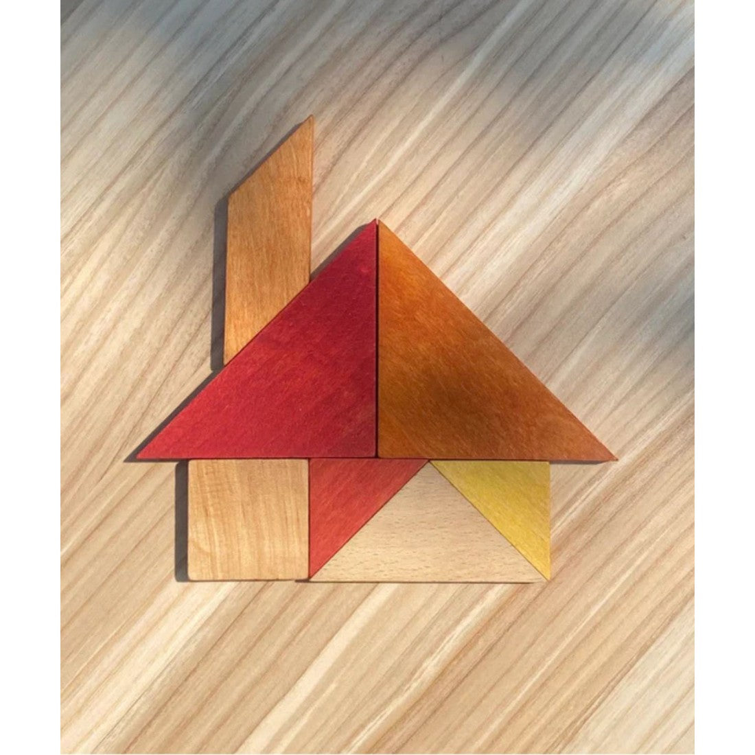 Houten tangram warme kleuren – afbeelding 5