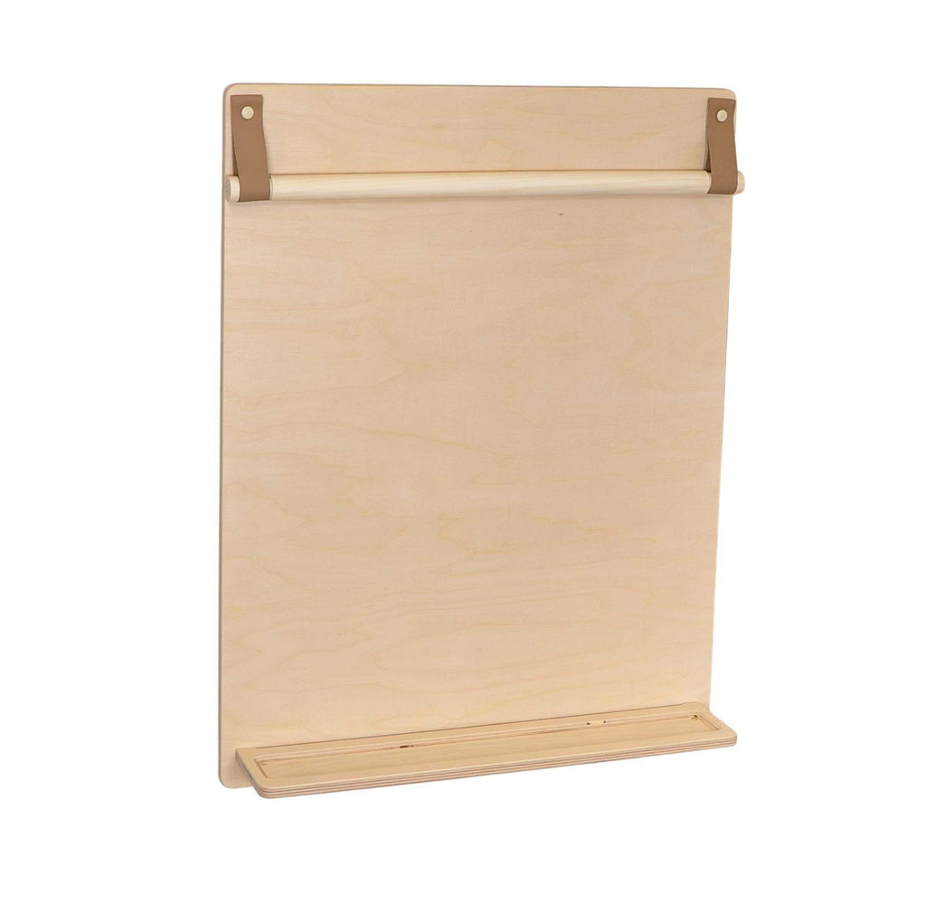 Houten wandtekenbord met papierrolhouder