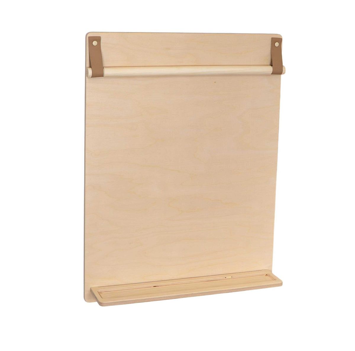Houten wandtekenbord met papierrolhouder