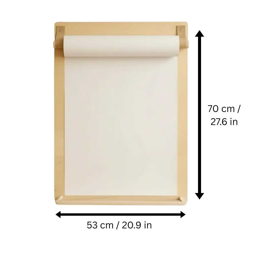 Houten wandtekenbord met papierrolhouder – afbeelding 10