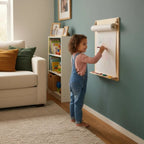 Houten wandtekenbord met papierrolhouder – afbeelding 4