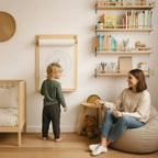 Houten wandtekenbord met papierrolhouder – afbeelding 5