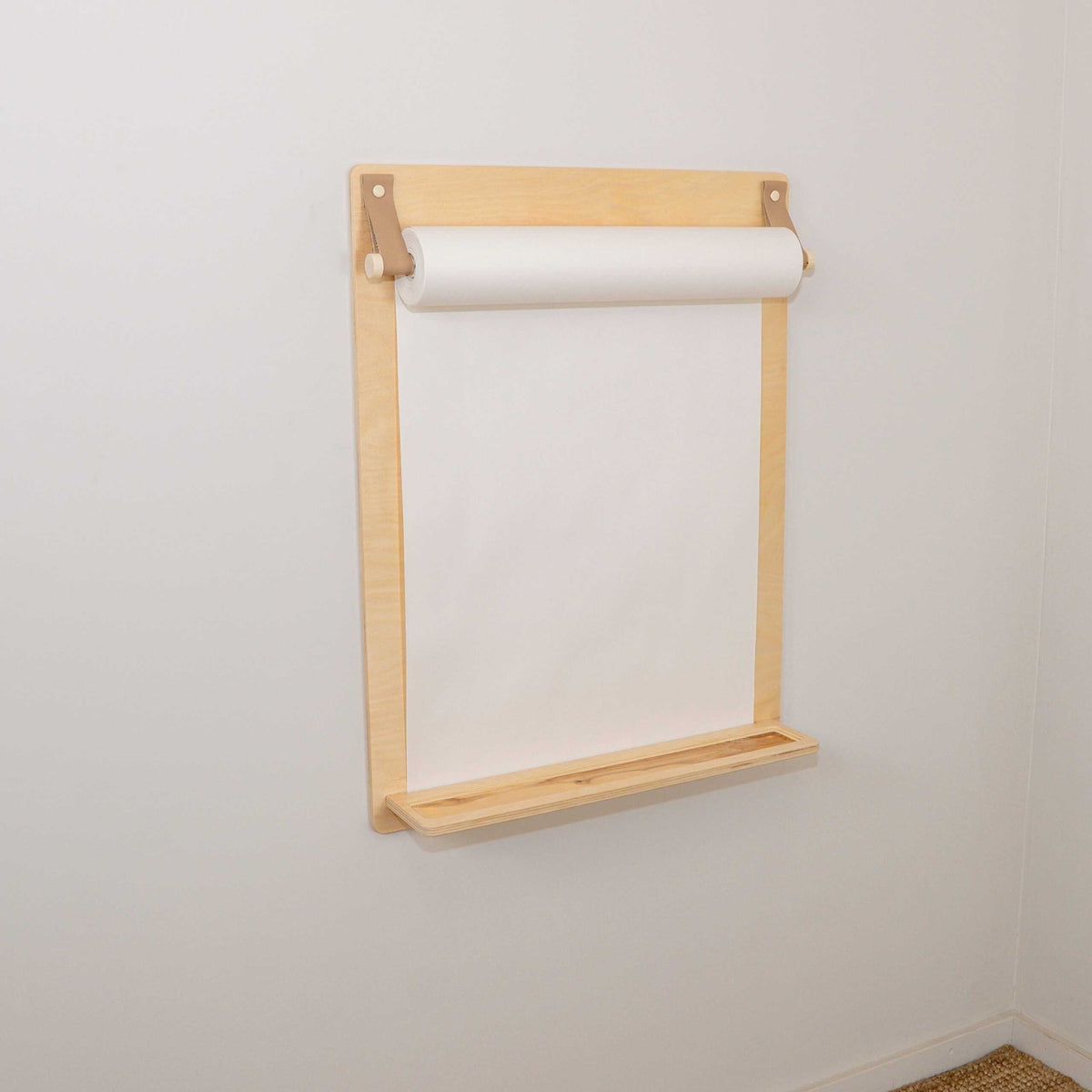 Houten wandtekenbord met papierrolhouder – afbeelding 7
