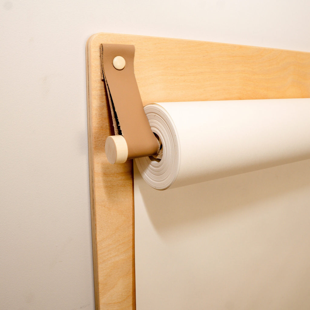 Houten wandtekenbord met papierrolhouder – afbeelding 8