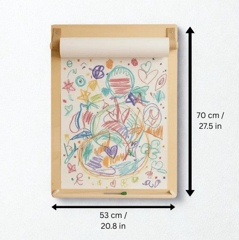 Houten wandtekenbord met papierrolhouder – afbeelding 9
