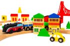 Houten treinbaan 90-delig met locomotief op batterij – afbeelding 6