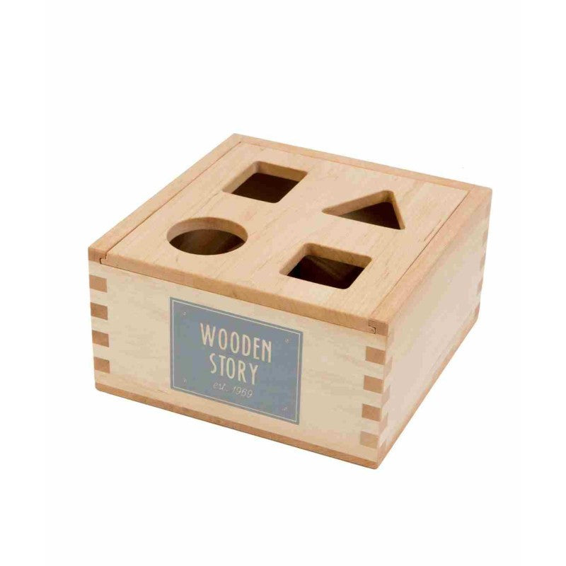 Houten vormendoos naturel met blokjes – afbeelding 2
