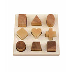 Houten vormenstoof naturel – sorteerbord met 9 blokken