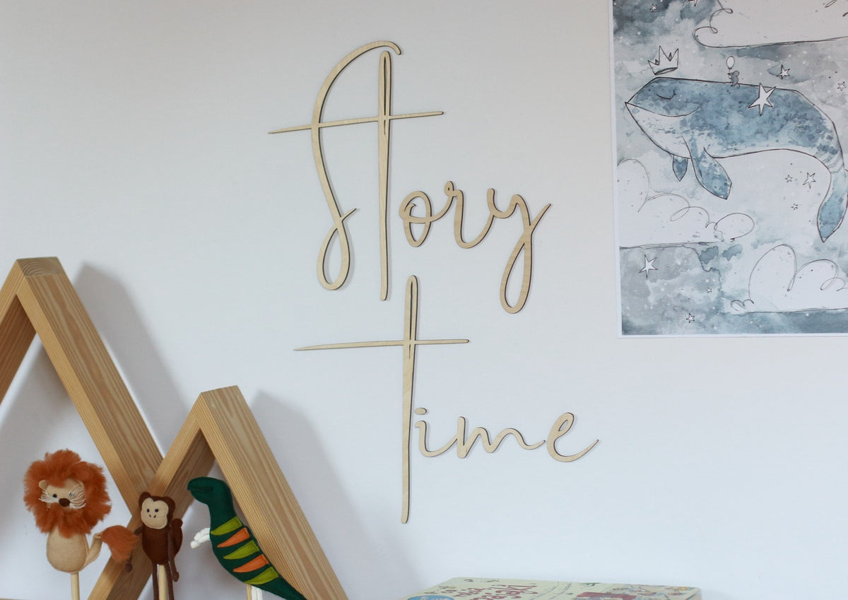 Houten wandbord Story Time kinderkamer