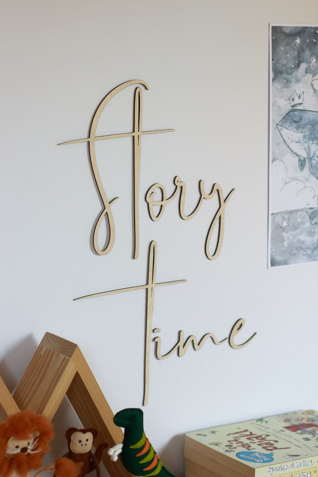 Houten wandbord Story Time kinderkamer – afbeelding 3