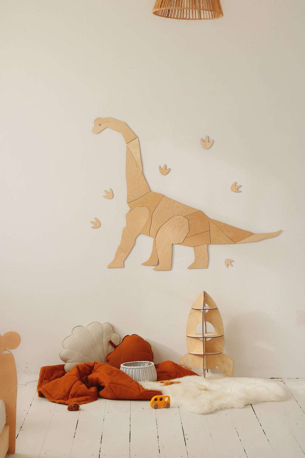 Houten wanddecoratie dinosaurus diplodocus M