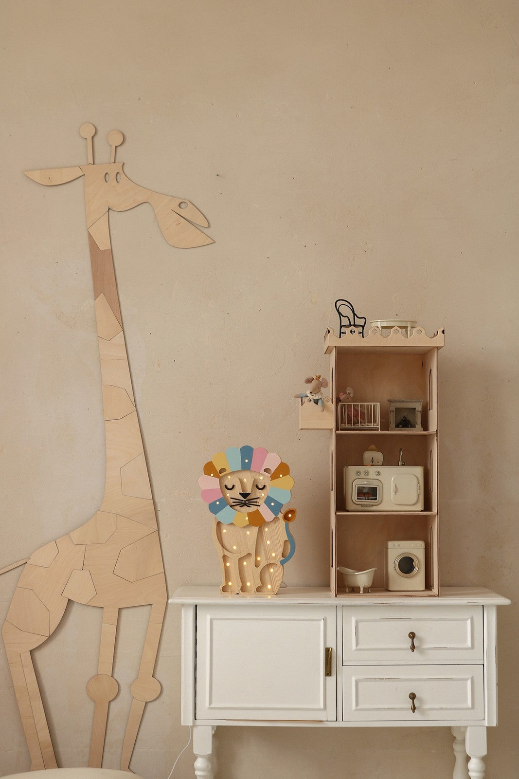 Houten wanddecoratie safari giraffe – afbeelding 3
