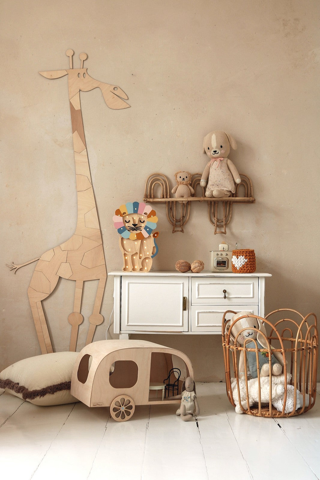 Houten wanddecoratie safari giraffe – afbeelding 5