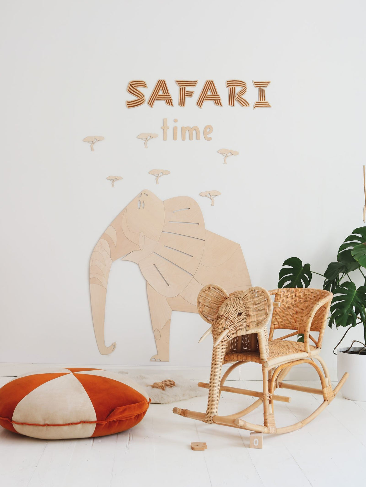 Houten wanddecoratie safari olifant – afbeelding 4