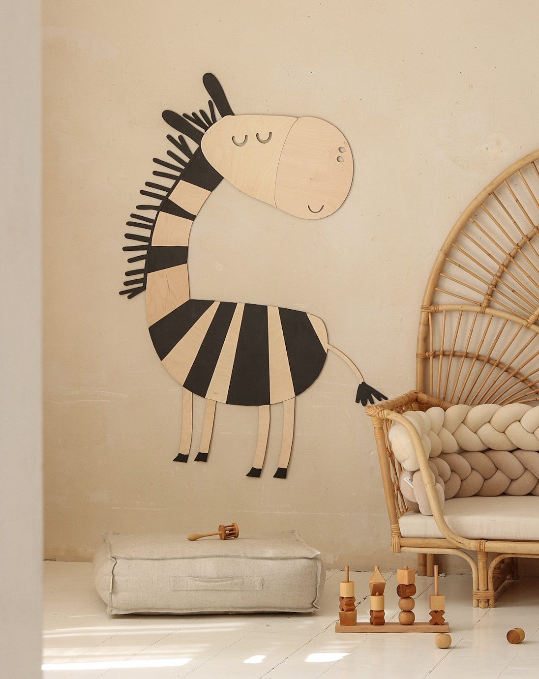 Houten wanddecoratie safari zebra