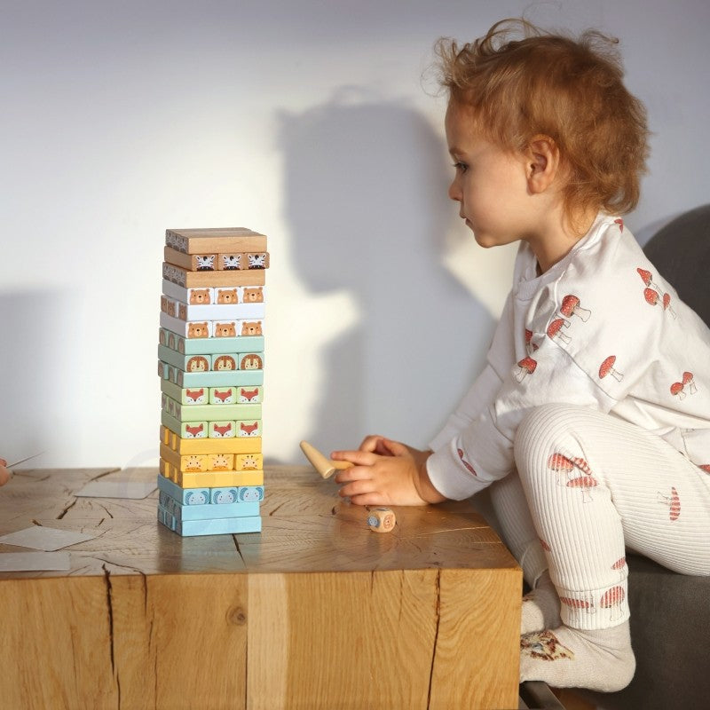 Houten wiebeltoren met dieren – behendigheidsspel – afbeelding 9