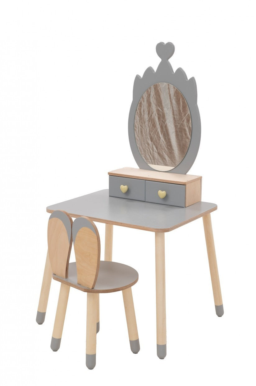 Kaptafel kind met spiegel en stoel – kroon – afbeelding 7