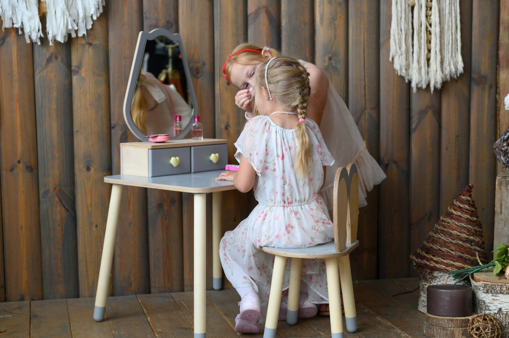 Kaptafel kind met spiegel en stoel – tulp – afbeelding 5