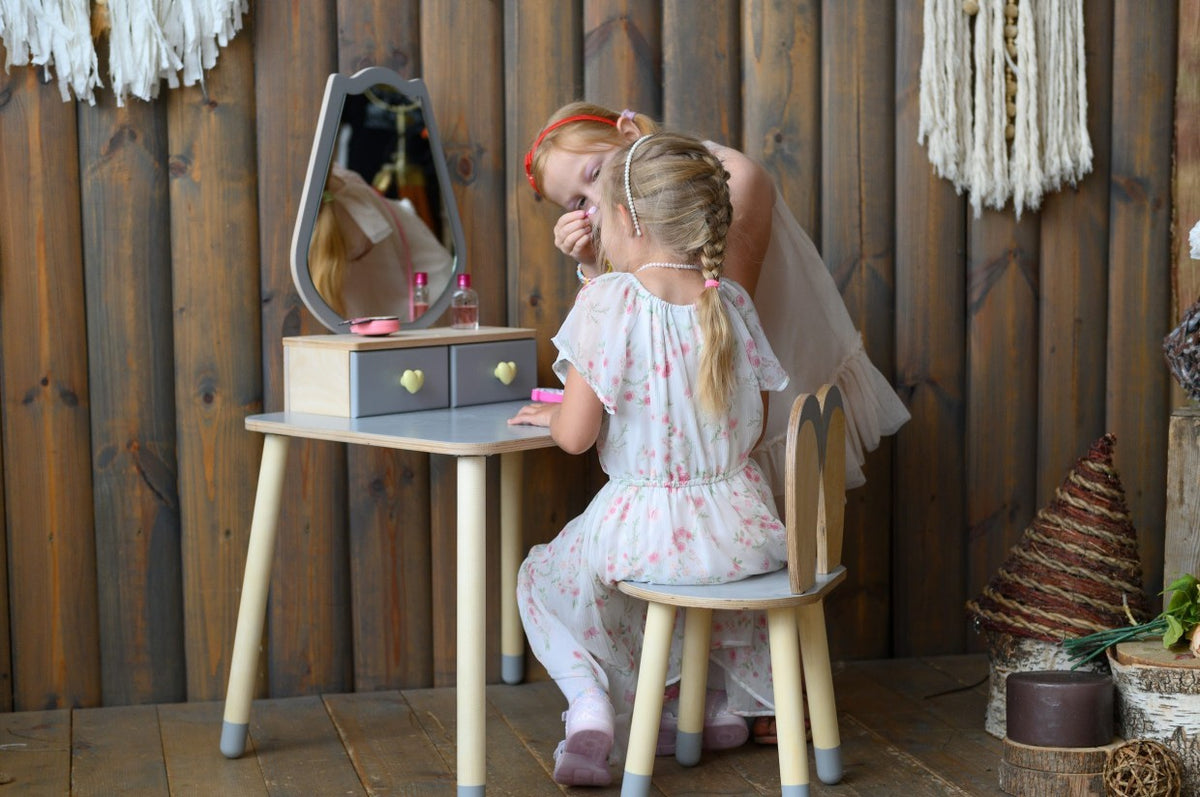 Kaptafel kind met spiegel en stoel – tulp – afbeelding 5