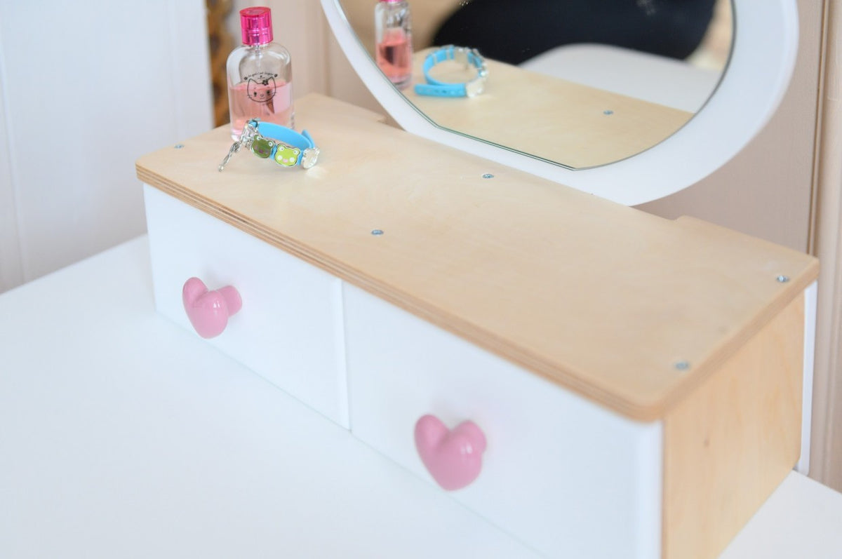 Kaptafel kind met spiegel en stoel – tulp – afbeelding 7