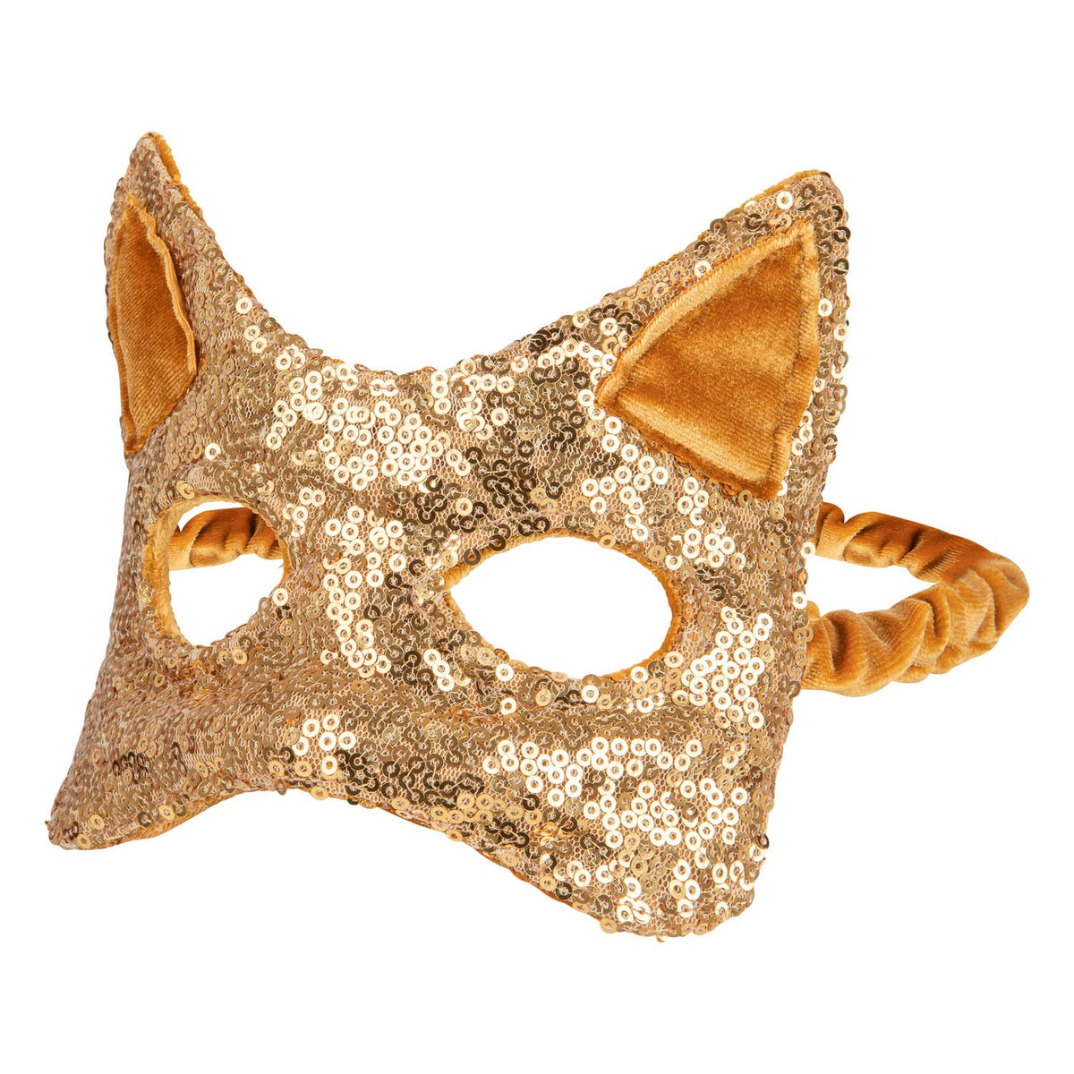 Kattenmasker voor kinderen pailletten goud – afbeelding 3