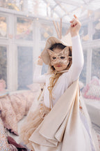 Kattenmasker voor kinderen pailletten roségoud – afbeelding 2