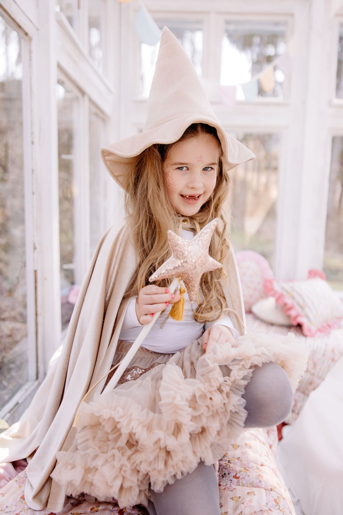Kattenmasker voor kinderen pailletten roségoud – afbeelding 5