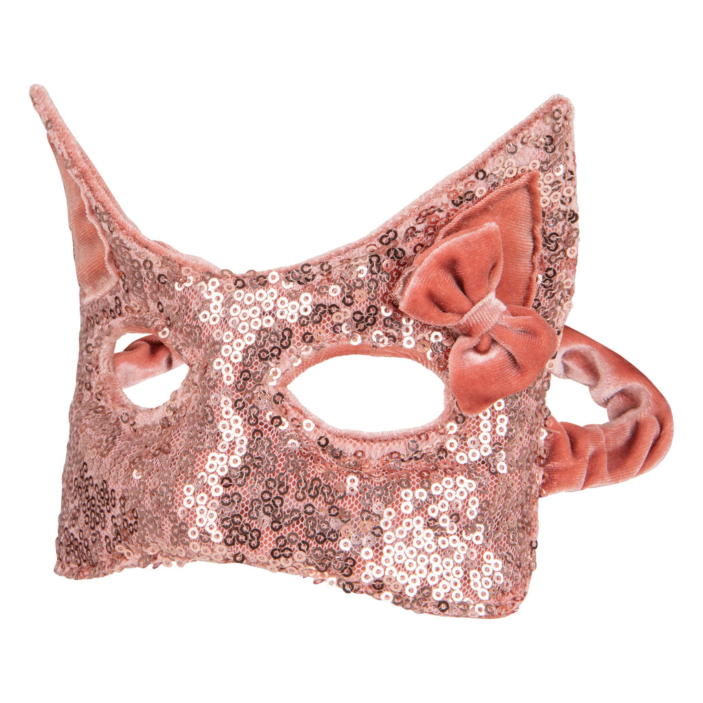Kattenmasker voor kinderen pailletten roze