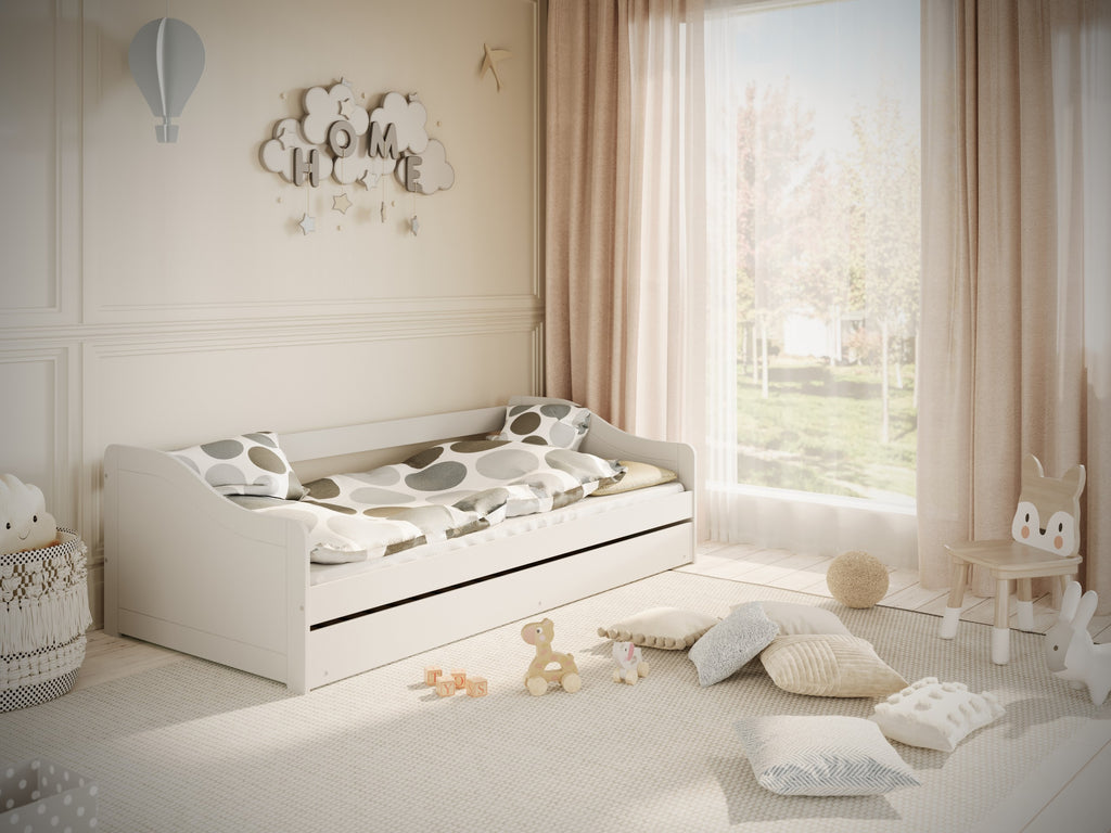 Kinderbed Blanka wit met laden en schappen
