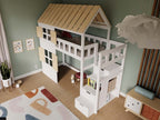 Kinderbed huisje COTTAGE – halfhoogslaper met opbergtrap 90x200 – afbeelding 5