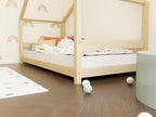 Kinderbed huisje LUCKY met voordak en hekje – 120-140 cm breed – afbeelding 3