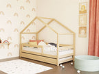 Kinderbed huisje LUCKY met voordak en hekje – 120-140 cm breed – afbeelding 6