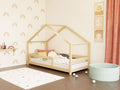 Kinderbed huisje LUCKY met voordak en hekje – 80-90 cm breed