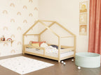 Kinderbed huisje LUCKY met voordak en hekje – 80-90 cm breed