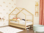 Kinderbed huisje LUCKY met voordak en hekje – 80-90 cm breed – afbeelding 7