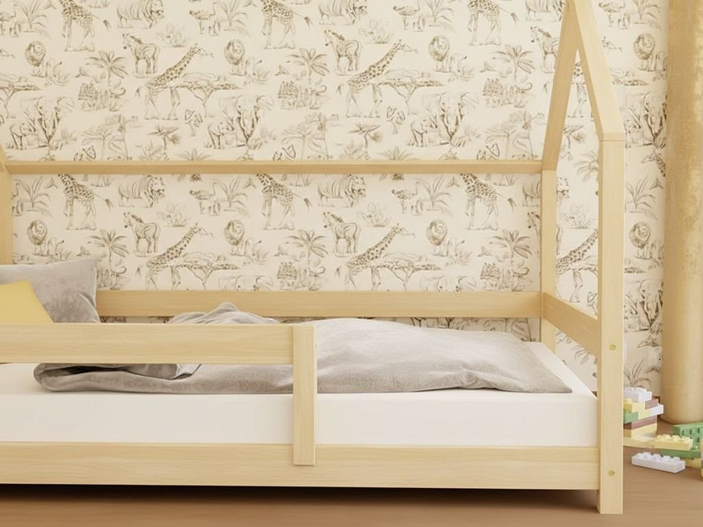 Kinderbed huisje LUCKY met zijdak en hekje – 90 cm breed – afbeelding 3