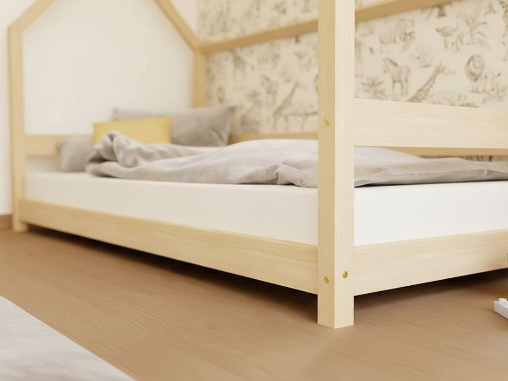 Kinderbed huisje LUCKY met zijdak en hekje – 90 cm breed – afbeelding 4