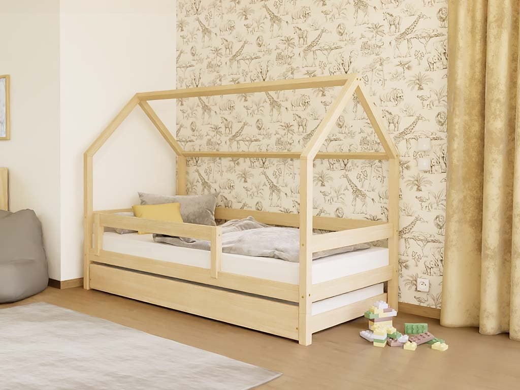 Kinderbed huisje LUCKY met zijdak en hekje – 90 cm breed – afbeelding 8