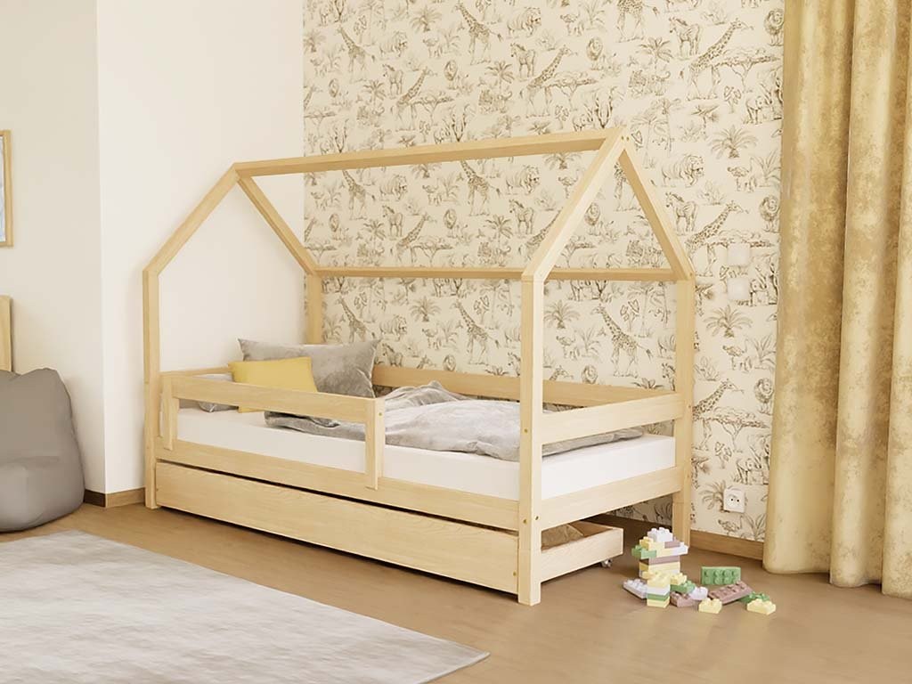 Kinderbed huisje LUCKY met zijdak en hekje – 90 cm breed – afbeelding 9