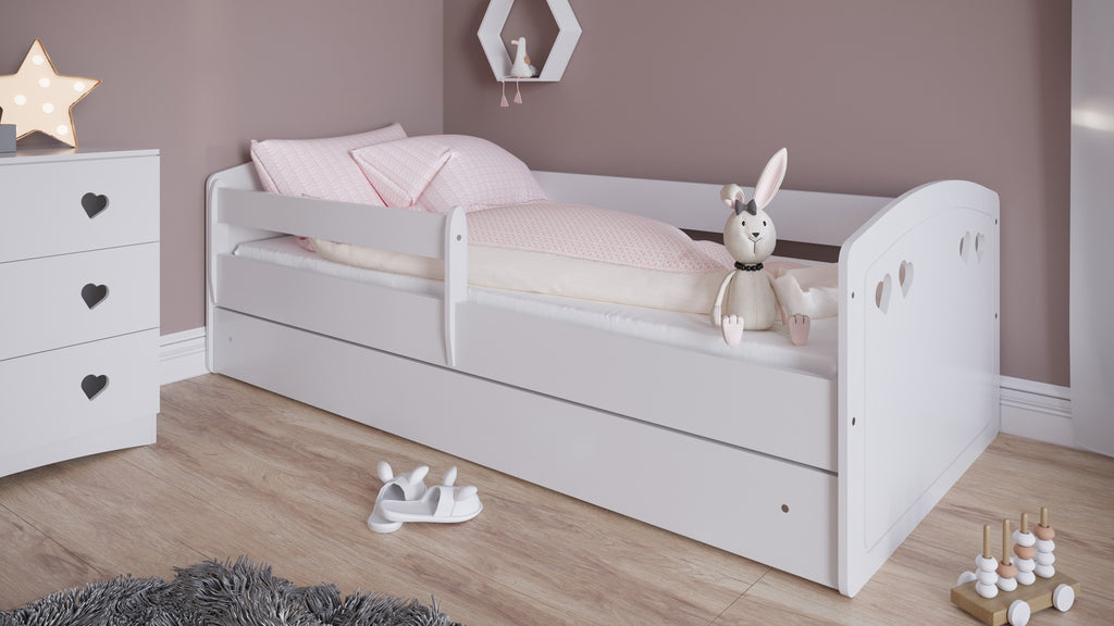 Kinderbed Julia wit met hartjes – afbeelding 3