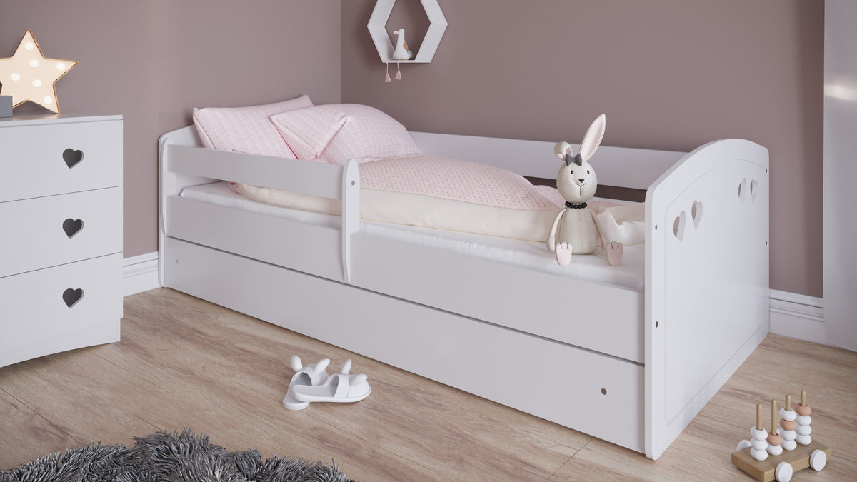 Kinderbed Julia wit met hartvormige handgrepen – afbeelding 4