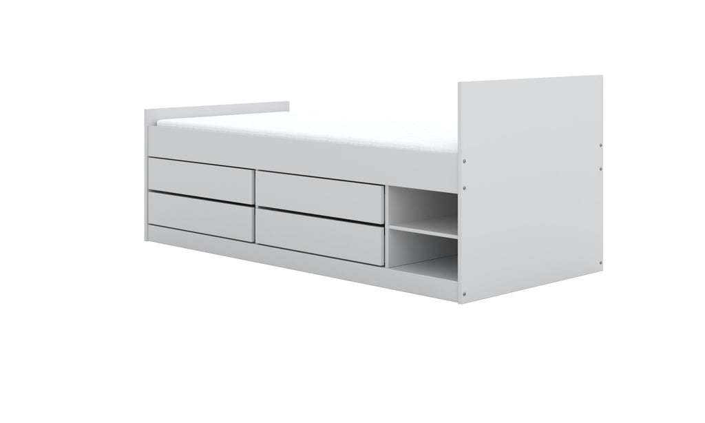 Kinderbed Leon wit met laden en schappen – afbeelding 3