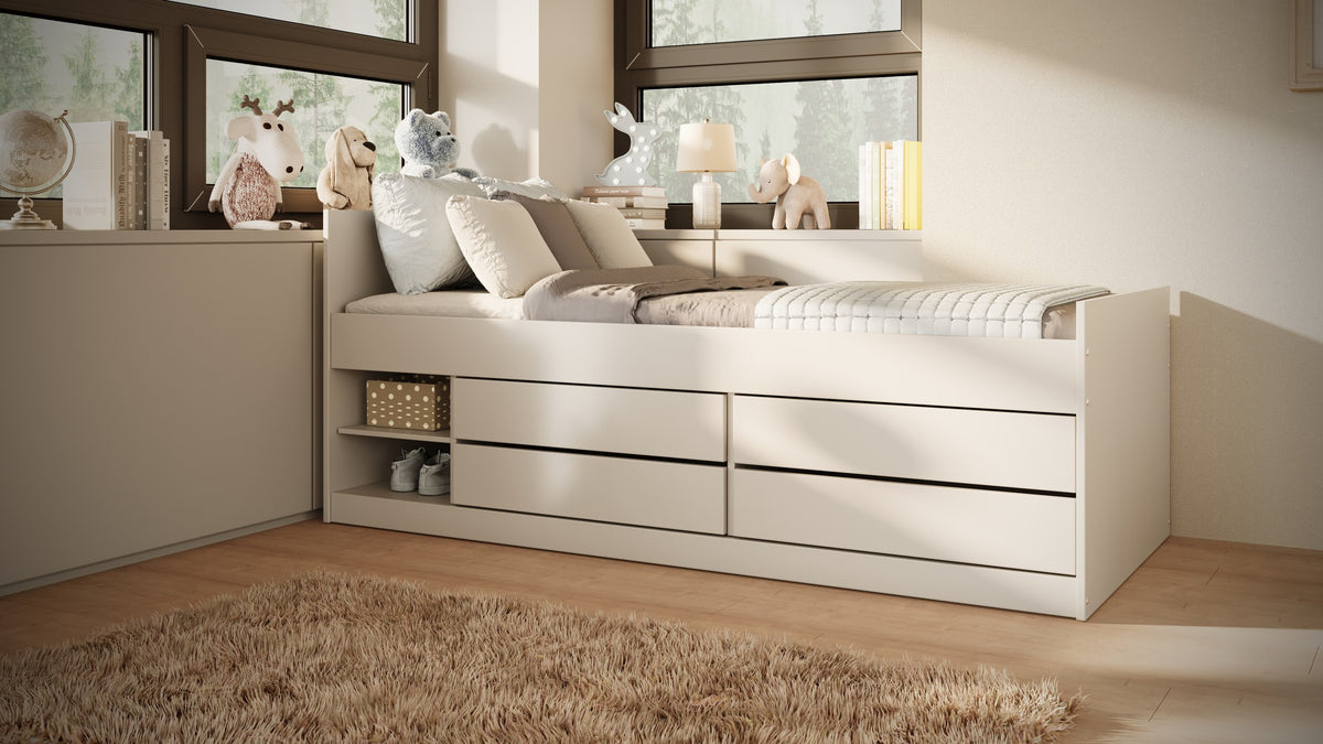 Kinderbed Leon wit met laden en schappen – afbeelding 5