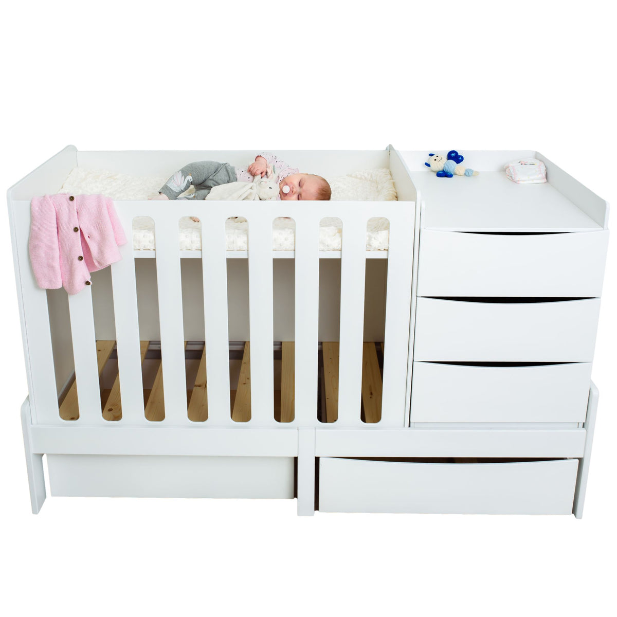Kinderbed Smart – meegroeibed met commode en bureau wit – afbeelding 9