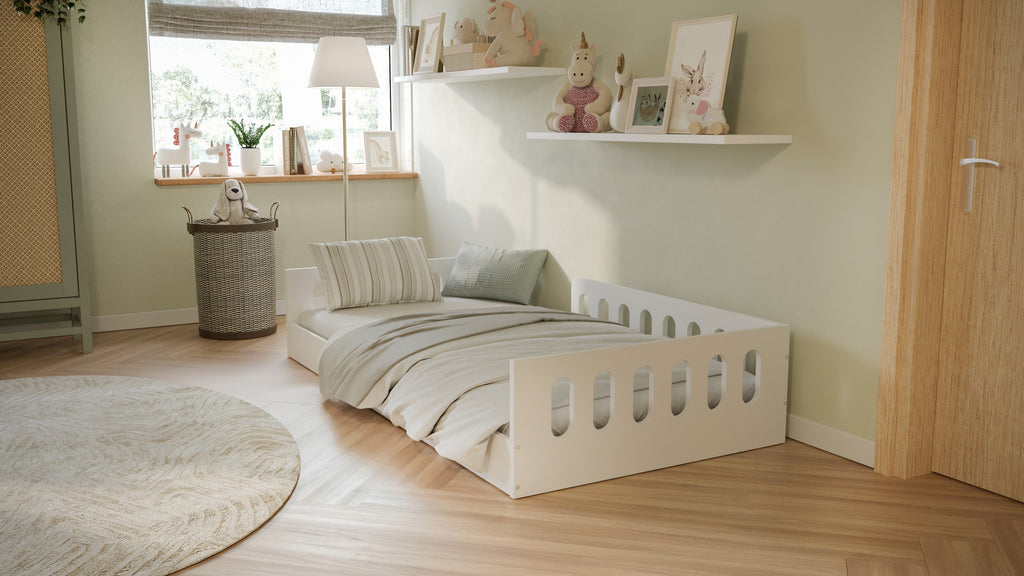Kinderbed Timon wit – vloerbed met valbeveiliging – afbeelding 4