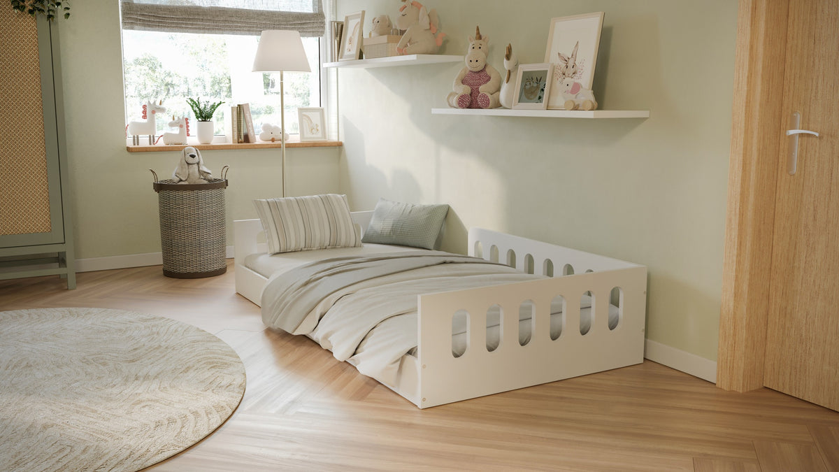 Kinderbed Timon wit – vloerbed met valbeveiliging – afbeelding 4