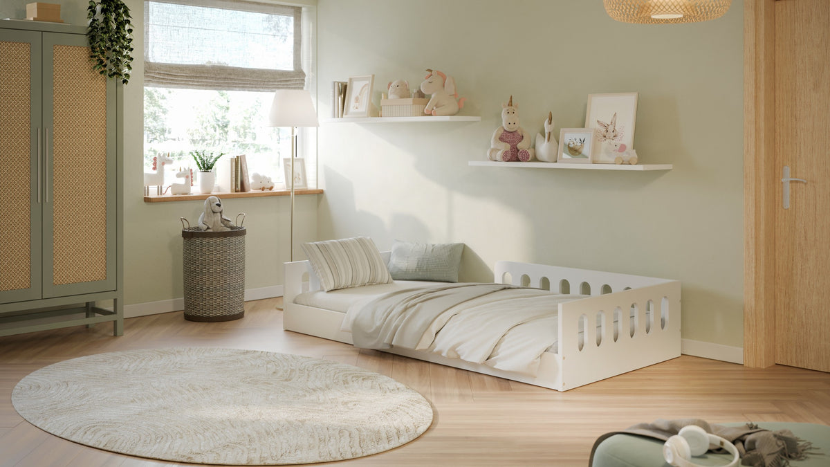 Kinderbed Timon wit – vloerbed met valbeveiliging – afbeelding 7